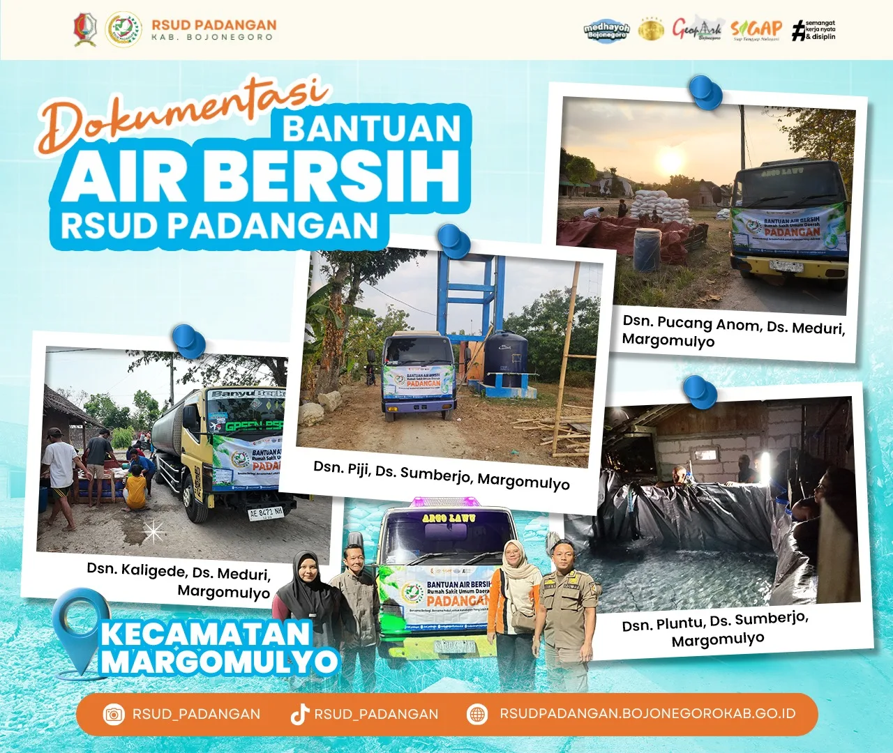 Bantuan Air Bersih RSUD Padangan ke Kecamatan Margomulyo