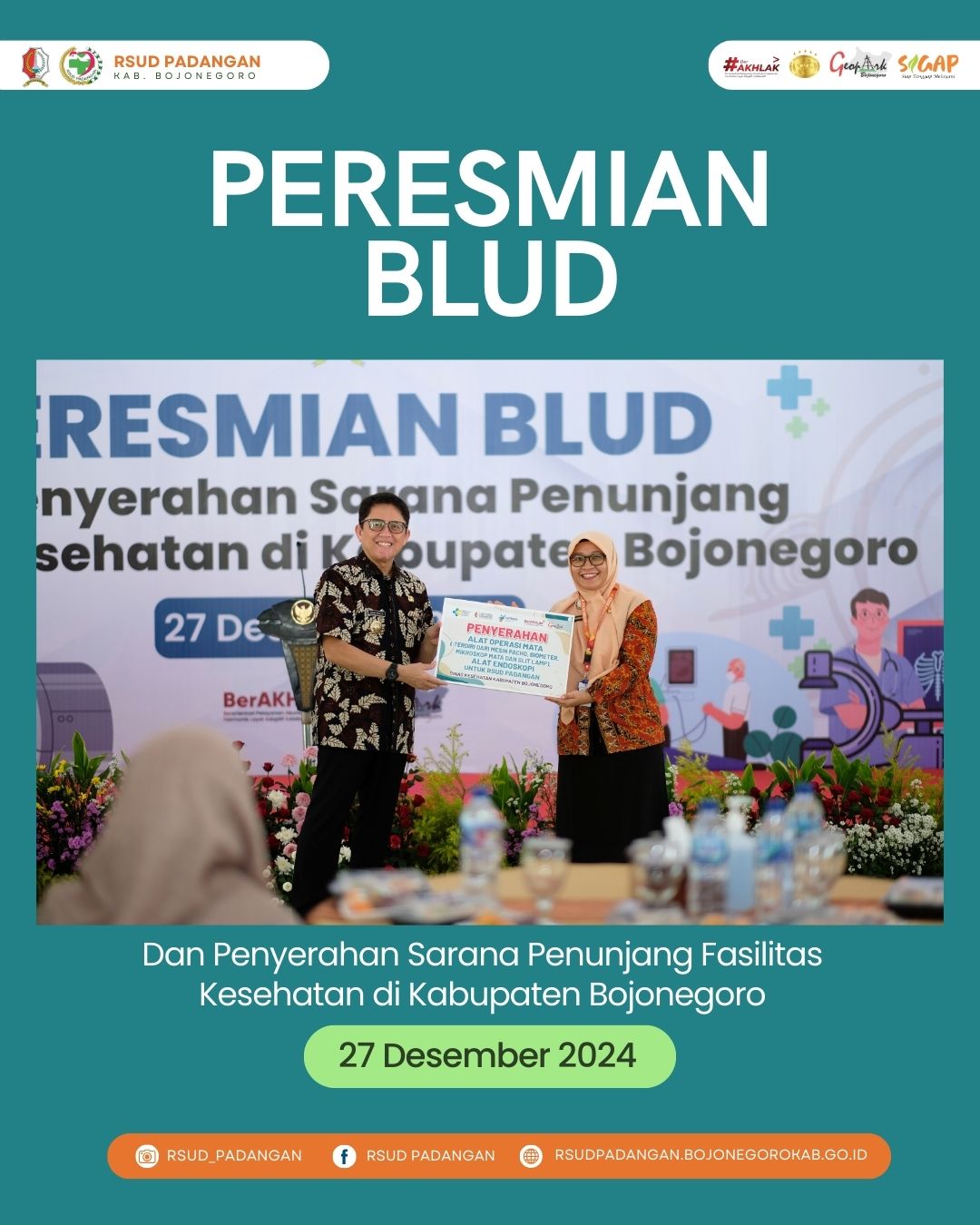 PEMKAB Bojonegoro Memberikan Alat Operasi Mata dan Alat Endoskopi