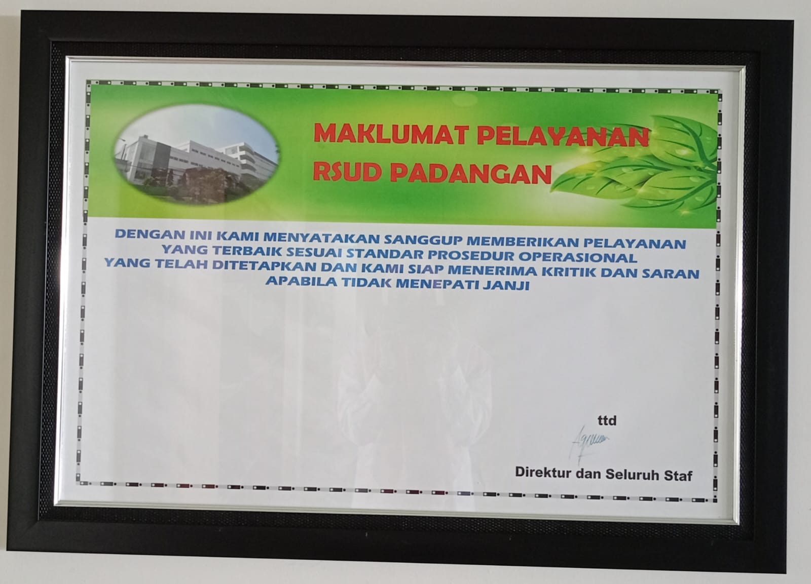 MAKLUMAT PELAYANAN RSUD PADANGAN