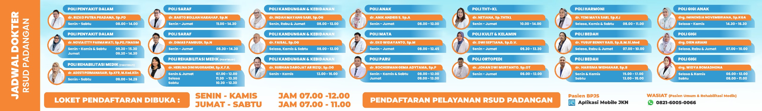 JADWAL DOKTER<BR>JADWAL PRAKTEK DOKTER RSUD PADANGAN